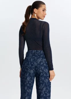 Tops<The Sting Glitter mesh body donkerblauw