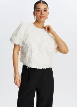Tops<The Sting Hairy glitter top wit, off-white