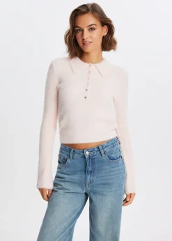Truien En Vesten<The Sting Hairy polo lichtroze