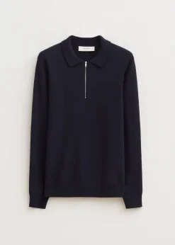 Polo's|Truien En Vesten<The Sting Half zip gebreide polo donkerblauw