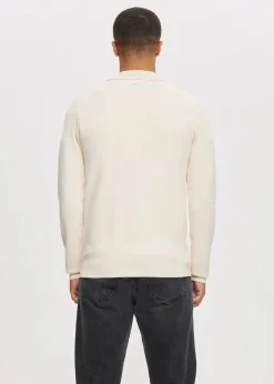 Polo's|Truien En Vesten<The Sting Half zip gebreide polo creme, licht