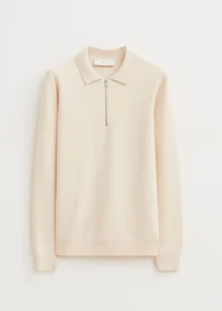 Polo's|Truien En Vesten<The Sting Half zip gebreide polo creme, licht