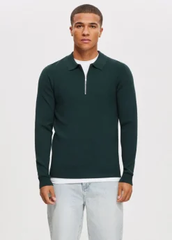 Truien En Vesten|Polo's<The Sting Half zip gebreide polo petrol