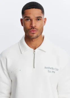 Polo's|Sweaters En Hoodies<The Sting Half zip polo club wit, off-white