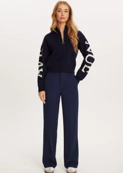 Truien En Vesten<The Sting Halfzip trui donkerblauw