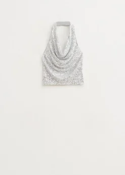 Tops<The Sting Halter top met pailletten zilver