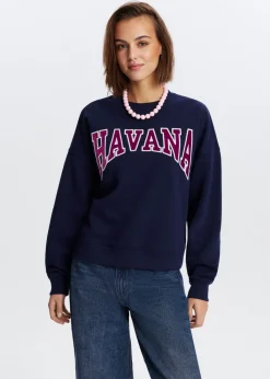 Sweaters En Hoodies<The Sting Havana velvet sweater donkerblauw