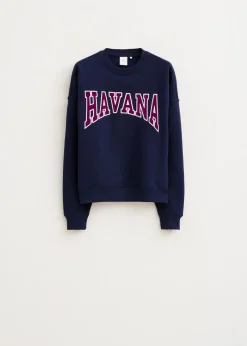 Sweaters En Hoodies<The Sting Havana velvet sweater donkerblauw
