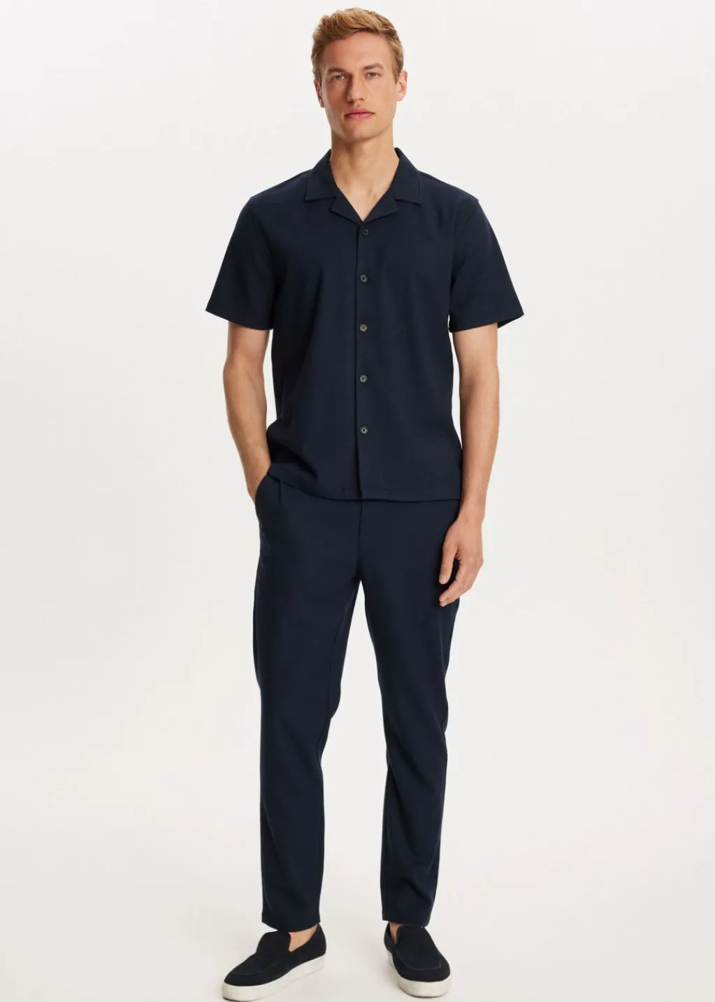 Broeken<The Sting Herringbone broek donkerblauw