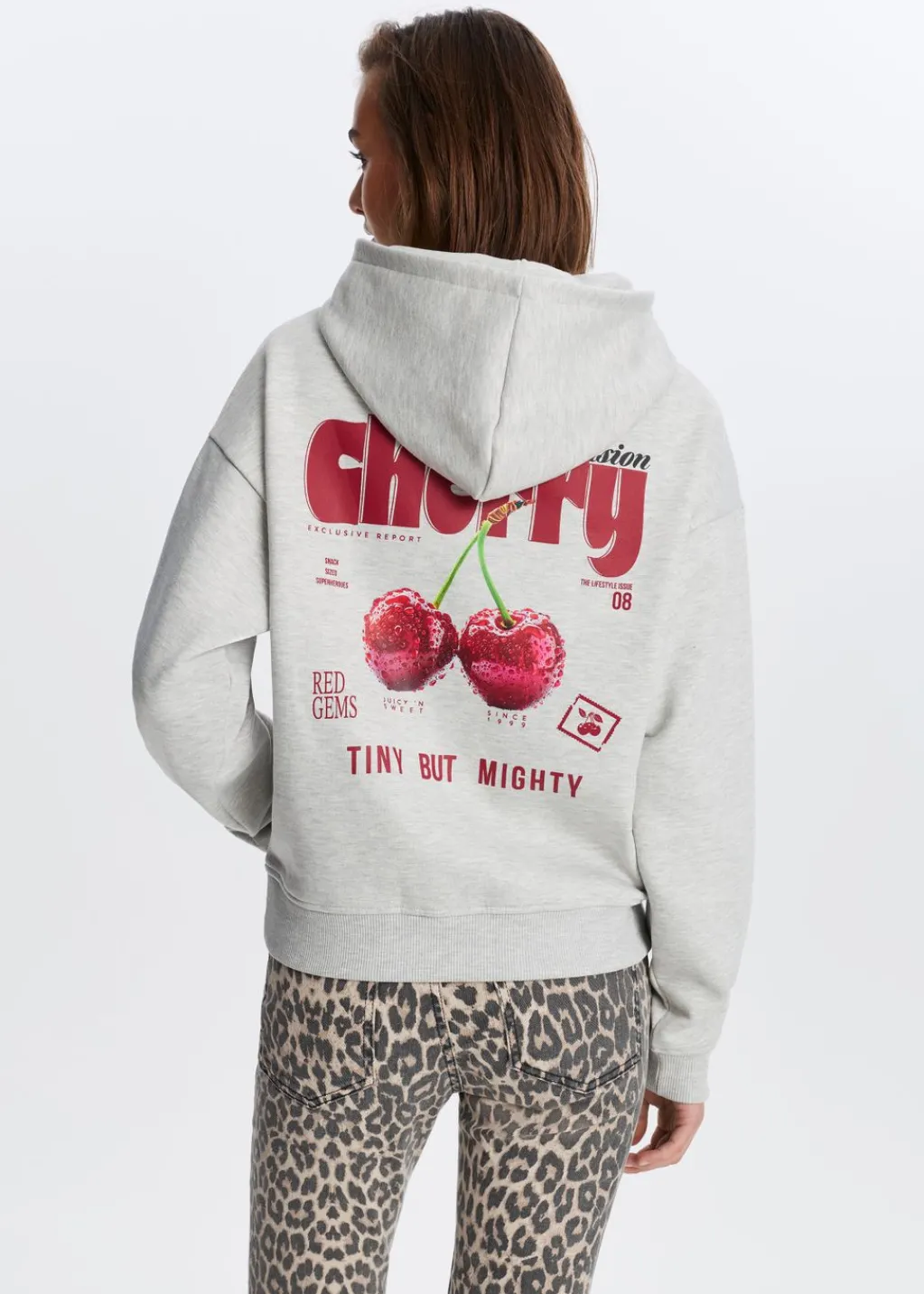 Sweaters En Hoodies<The Sting Hoodie met kersenprint grijs, licht melee