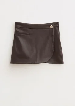Skorts<The Sting Imitatieleren skort donkerbruin