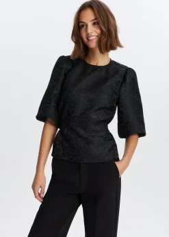 Tops<The Sting Jacquard top met strik zwart