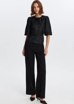 Tops<The Sting Jacquard top met strik zwart