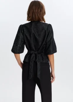 Tops<The Sting Jacquard top met strik zwart