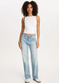 Jeans<The Sting Jeans met geborduurde strikjes blauw, used middle