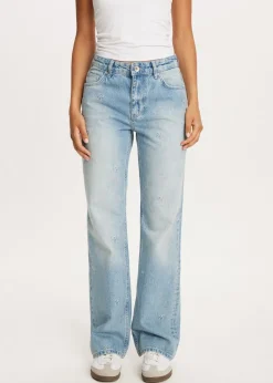Jeans<The Sting Jeans met geborduurde strikjes blauw, used middle