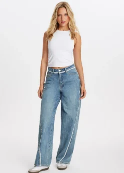Jeans<The Sting Jeans met kant blauw, used middle