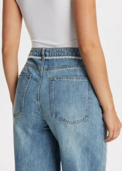 Jeans<The Sting Jeans met kant blauw, used middle