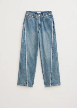 Jeans<The Sting Jeans met kant blauw, used middle