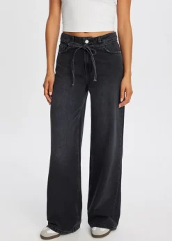 Jeans<The Sting Jeans met riem zwart, used middle