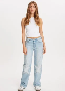 Jeans<The Sting Jeans met sterren blauw, used light