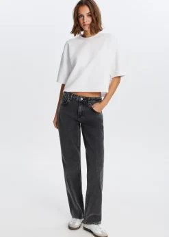 Jeans<The Sting Jeans met sterren achterzakken zwart, used dark