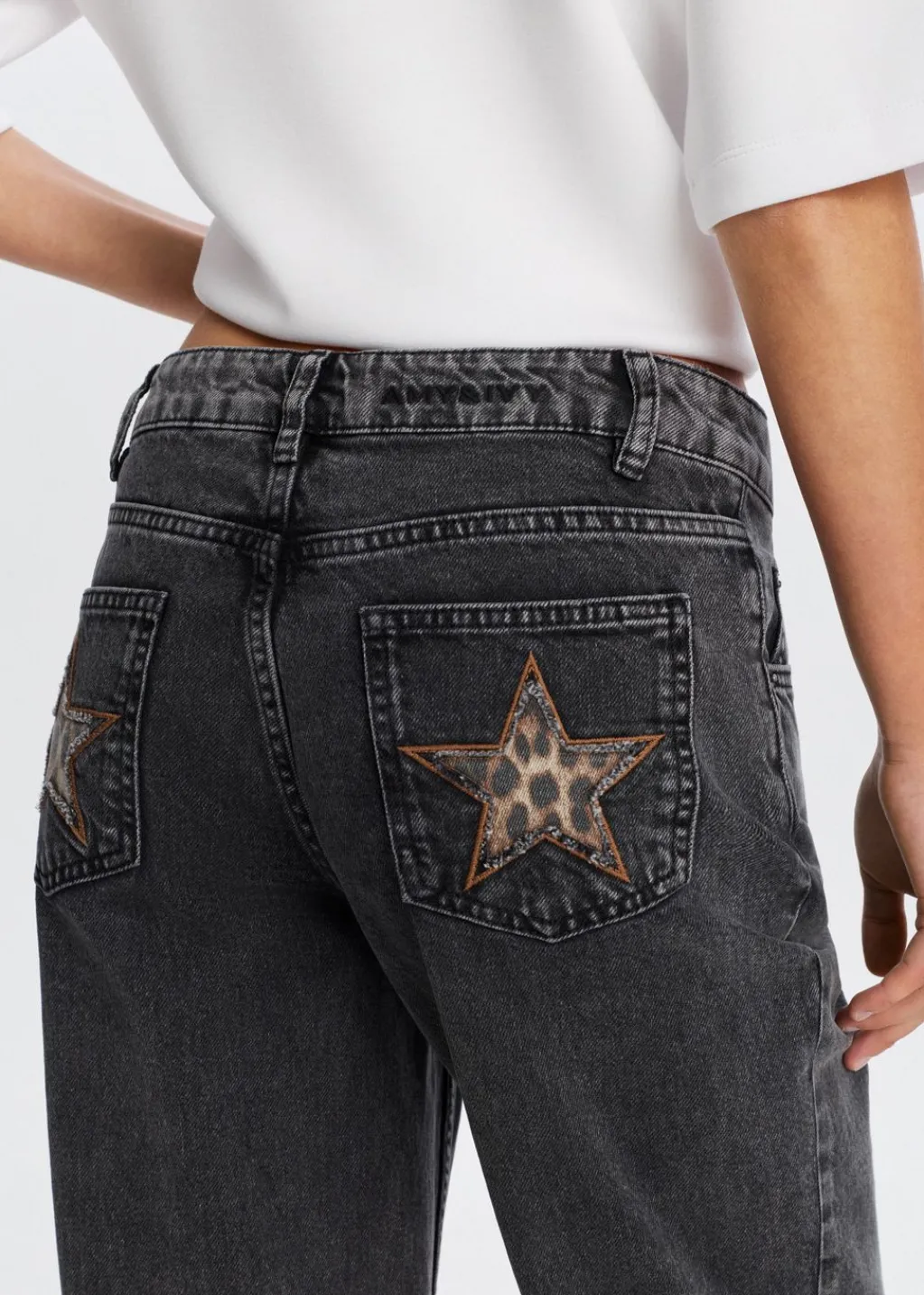 Jeans<The Sting Jeans met sterren achterzakken zwart, used dark