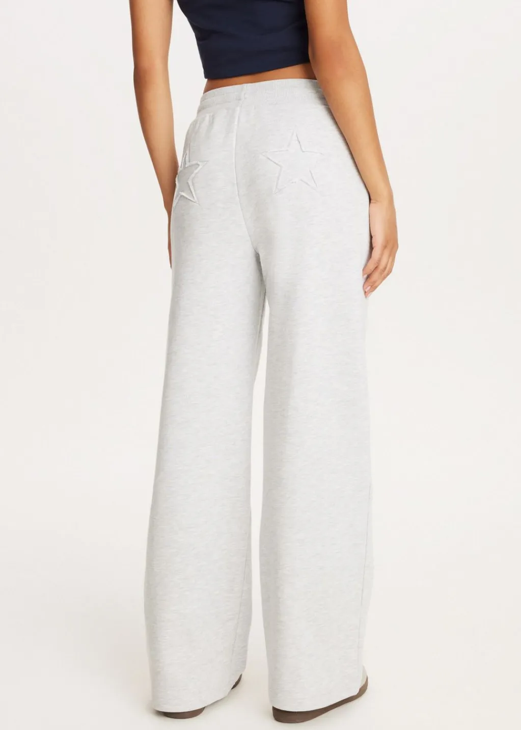 Broeken<The Sting Joggingbroek met sterren grijs gemêleerd