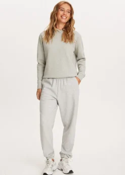 Basics|Broeken<The Sting Joggingbroek met trekkoord grijs gem&ecirc;leerd