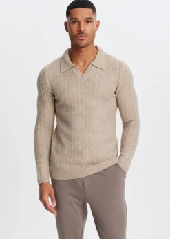 Polo's|Truien En Vesten<The Sting Johnny polo met structuur zand gem&ecirc;leerd