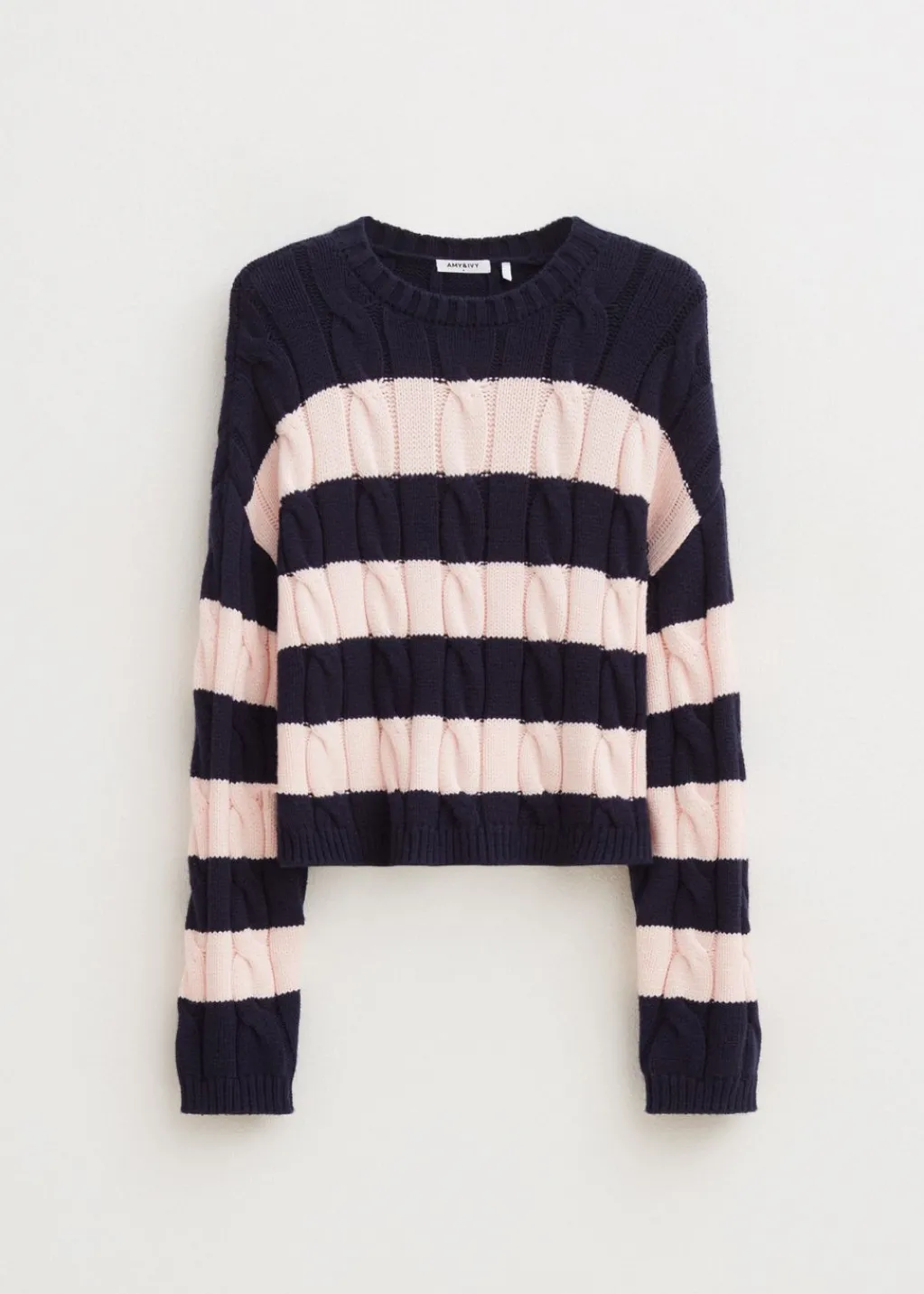 Truien En Vesten<The Sting Kabeltrui met strepen donkerblauw