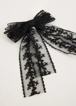 Haaraccessoires<The Sting Kanten haarclip met strik zwart