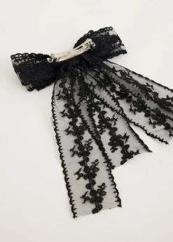 Haaraccessoires<The Sting Kanten haarclip met strik zwart