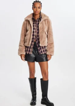 Jassen<The Sting Korte faux fur jas zand