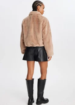 Jassen<The Sting Korte faux fur jas zand