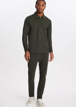 Polo's|T-Shirts<The Sting Lange mouwen polo met rits groen, army