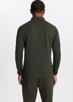 Polo's|T-Shirts<The Sting Lange mouwen polo met rits groen, army