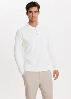 Polo's|T-Shirts<The Sting Lange mouwen polo met rits wit, off-white