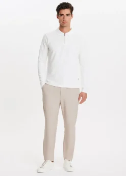 Polo's|T-Shirts<The Sting Lange mouwen polo met rits wit, off-white