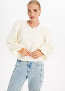 Tops<The Sting Lange mouwen top met balloon fit ecru