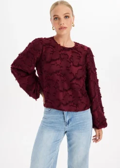 Tops<The Sting Lange mouwen top met balloon fit bordeaux