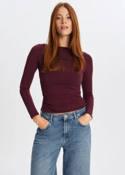Tops<The Sting Lange mouwen top met plooien bordeaux