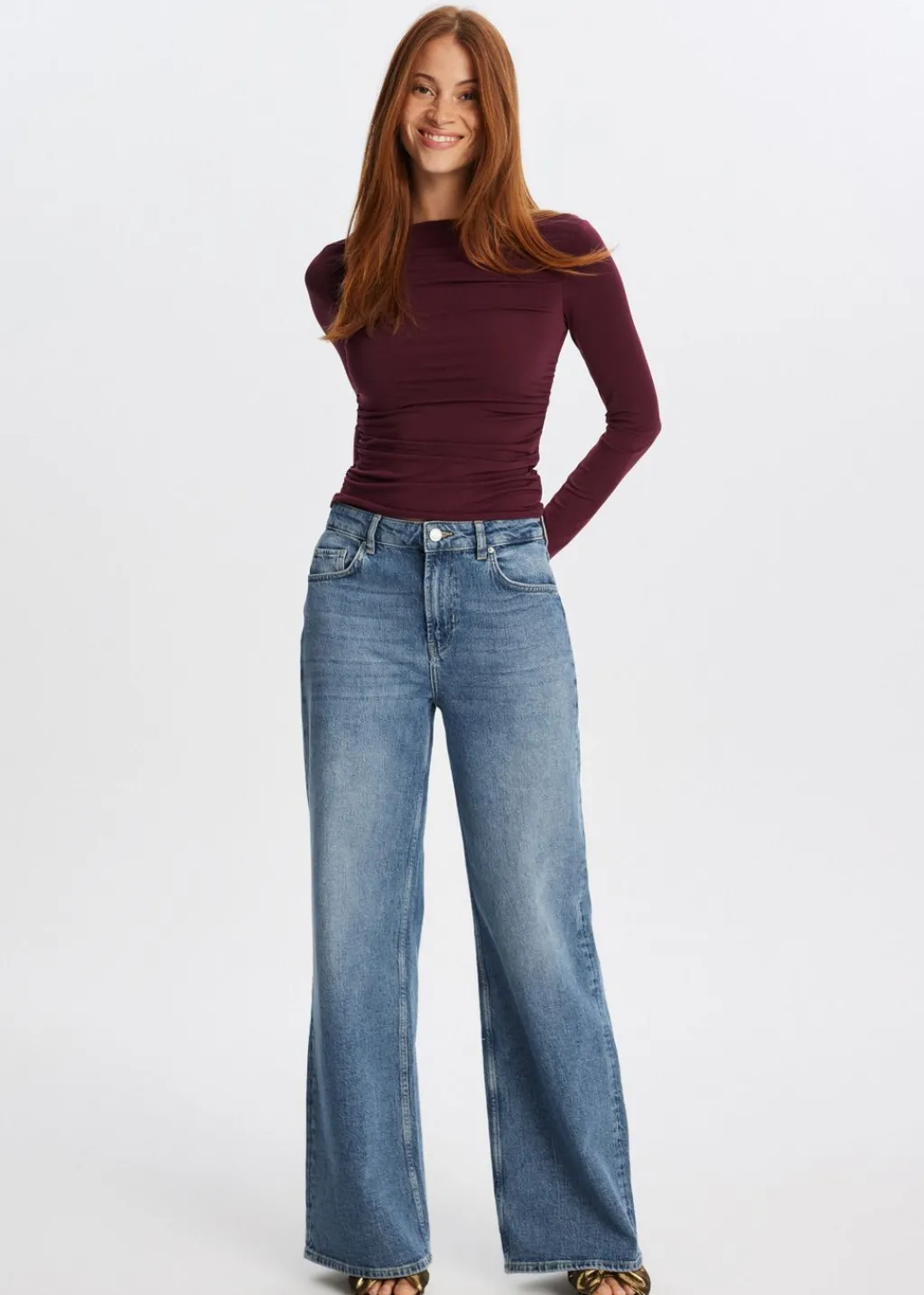Tops<The Sting Lange mouwen top met plooien bordeaux
