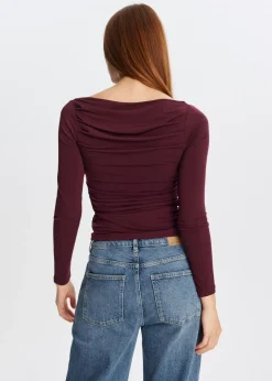 Tops<The Sting Lange mouwen top met plooien bordeaux