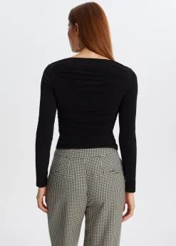 Tops<The Sting Lange mouwen top met plooien zwart