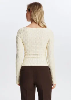 Tops<The Sting Lange mouwen top met structuur kit, donker