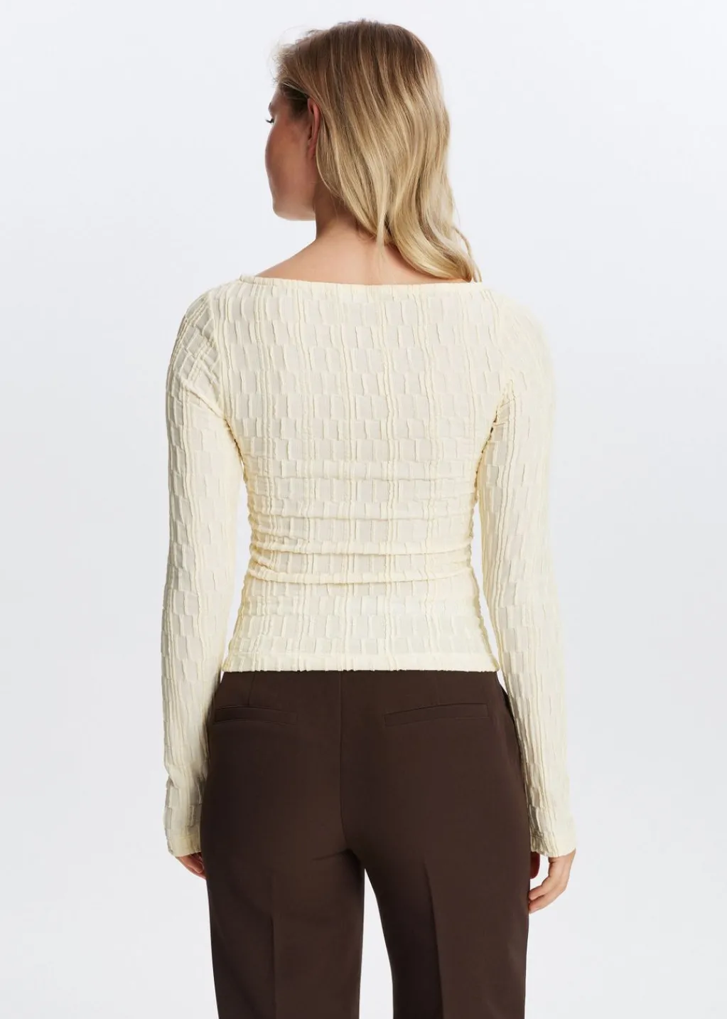 Tops<The Sting Lange mouwen top met structuur kit, donker