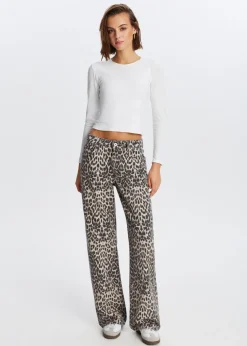 Jeans<The Sting Leopard wide leg jeans meerkleurig