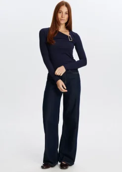 T-Shirts<The Sting Longsleeve met gespdetail donkerblauw