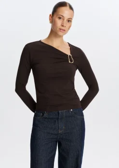 T-Shirts<The Sting Longsleeve met gespdetail donkerbruin